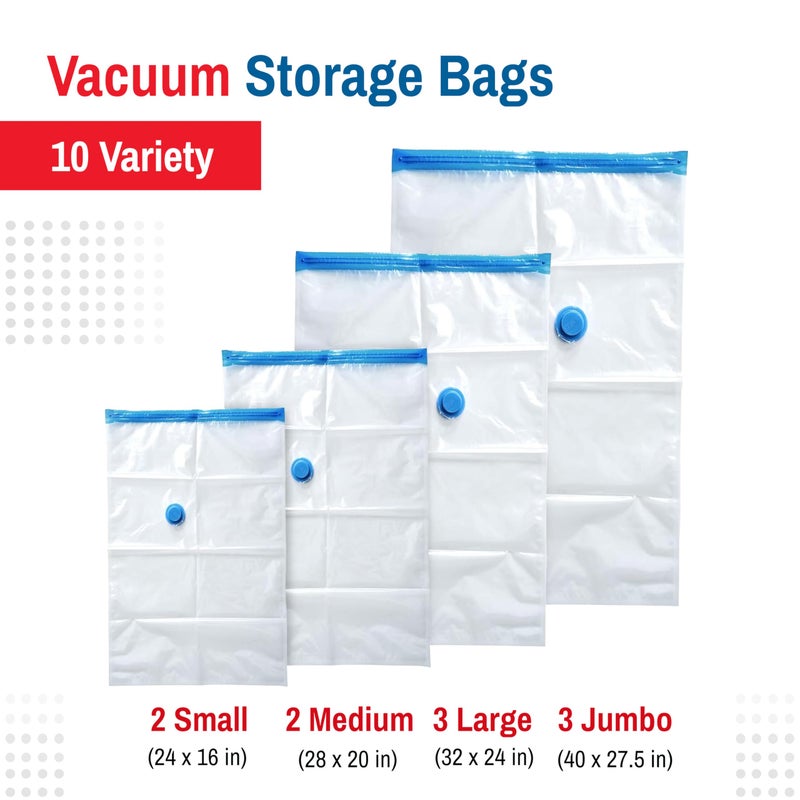 Spacesaver 10-Pack Variety Vacuum Storage Bags for Comforters, Blankets & Clothes â€“ Vacuum Sealed Compression Bags with Hand Pump â€“ Space Saver Storage Bags for Bedding,Travel & Organization (2S, 2M, 3L & 3XL) - Image 3